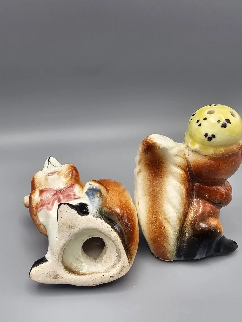 Vintage Ceramic Squirrel Salt and Pepper Shakers Set